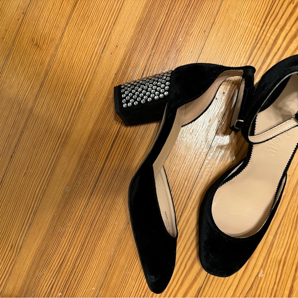 J. Crew Black Velvet with Crystal Studded Heel Maisie Ankle Strap Pump - Picture 4 of 9